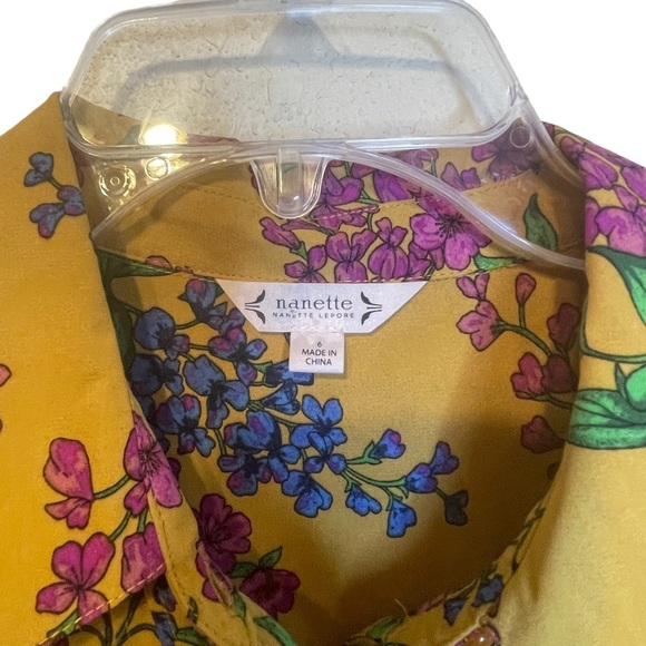 Nanette Lepore Yellow Floral Button Front Lightweight Cottagecore Spring Dress 6 - Picture 9 of 9